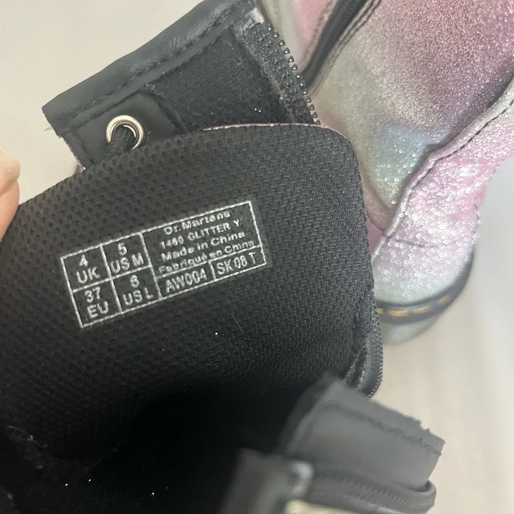 Dr. Martens Pink and Silver Glitter Boots 5 - Picture 6 of 8